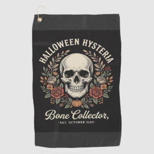 Serviette De Golf Crâne de Halloween Fleurie Os Collecteur Design_1