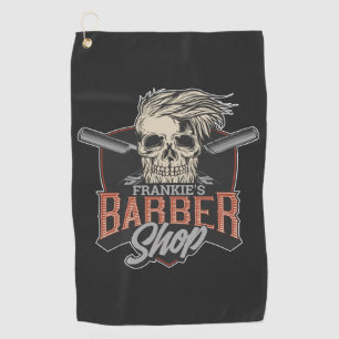 Serviette De Golf Crâne et rasoirs de salon de coiffure personnalisé