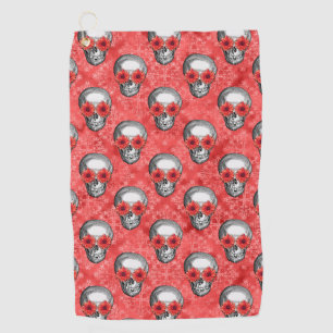 Serviette De Golf Crânes rouges et série Tournesol Design 13