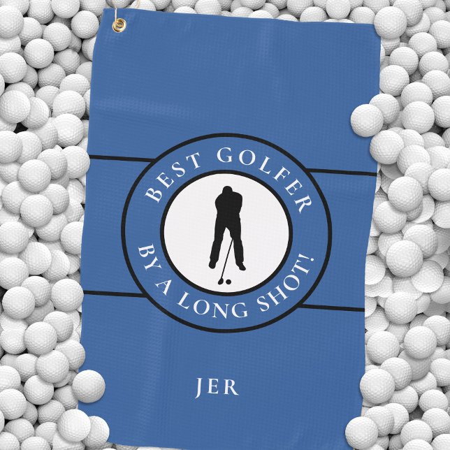Serviette De Golf Créer Fun Golfeur Moderne Pro Monogramme Bleu (Créateur téléchargé)