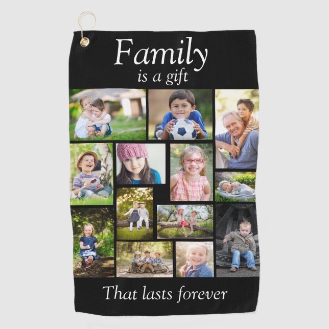 Serviette De Golf Créez votre propre collection multi-photos noir (Devant)