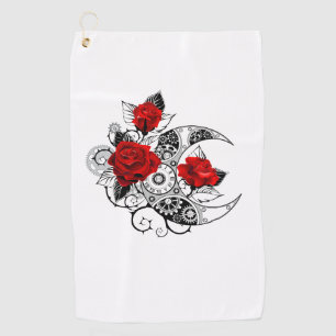 Serviette De Golf Croissant mécanique avec roses rouges