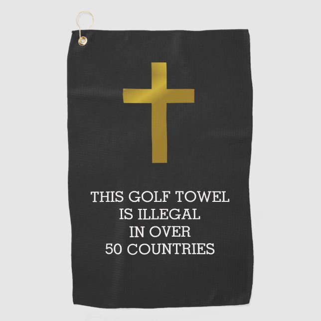 Serviette De Golf Croix chrétienne - Illégale dans plus de 50 pays (Devant)