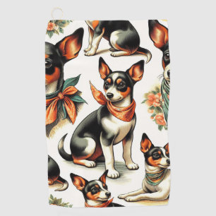 Serviette De Golf Cuisine Vintage Rat Terrier sans couture