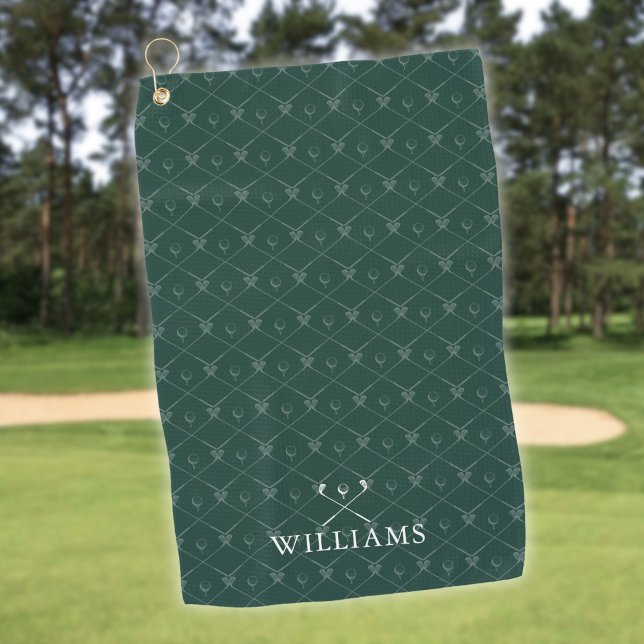 Serviette De Golf Custom Name Golf Clubs Pattern Emerald Green (Custom Name Golf Clubs Pattern Emerald Green Towel)