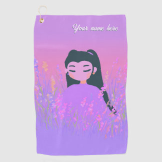 Serviette De Golf Customizable Name Golf Girl Lavender Daydream