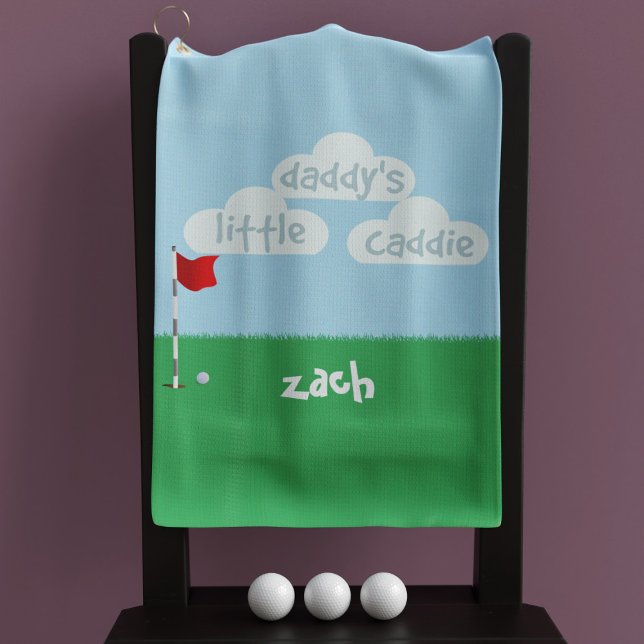 Serviette De Golf Cute Blue Green Daddy's Little Caddie Golf Towel (Cute Blue Green Daddy's Little Caddie Golf Towel with space for your name)