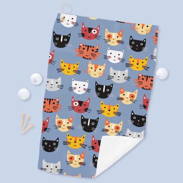 Serviette De Golf Cute chat (Fun cat pattern golf towel)