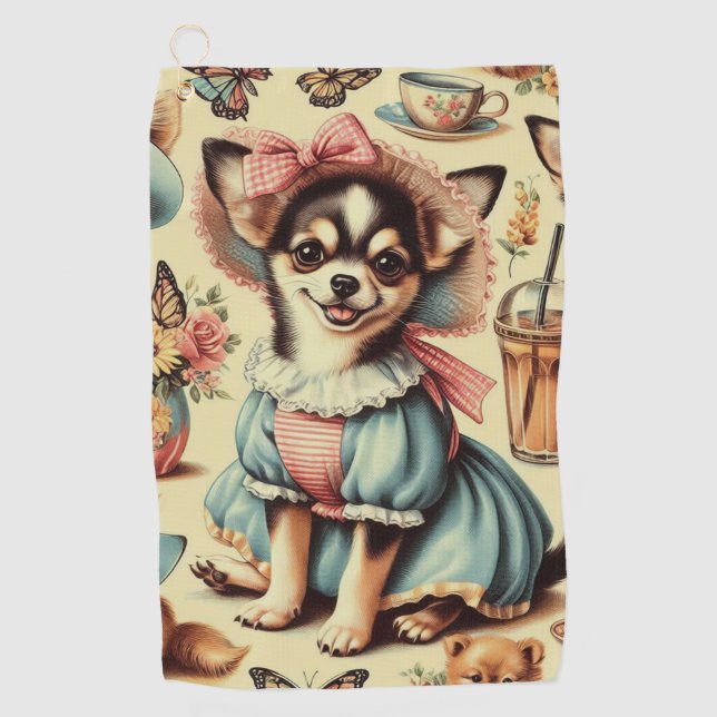 Serviette De Golf Cute Chihuahua Peinture Chiot (Devant)