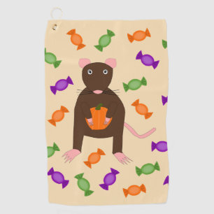 Serviette De Golf Cute Halloween Rat et Citrouille
