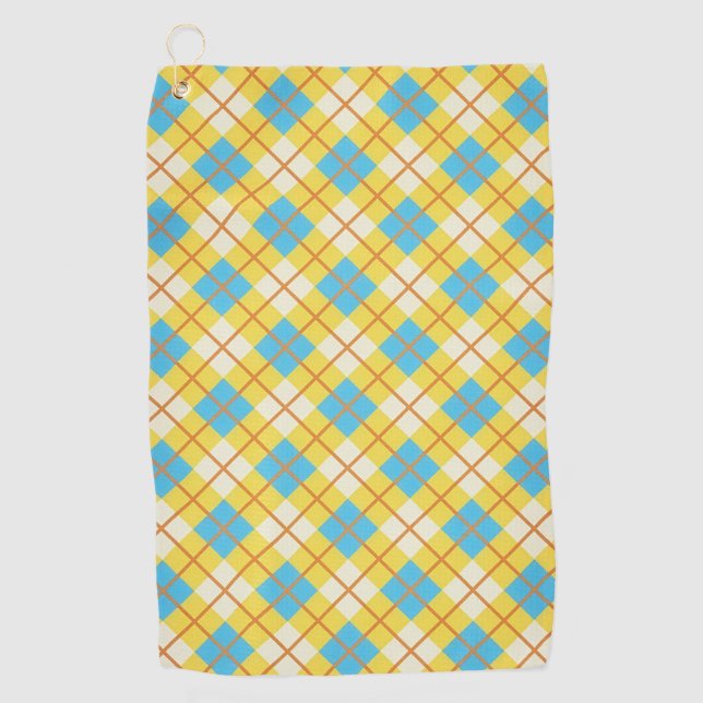 Serviette De Golf Cute Sunny Yellow and Blue Argyle Pattern (Devant)