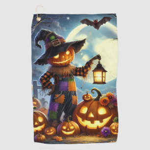 Serviette De Golf Cute, Whimsical Halloween épouvantail & citrouille