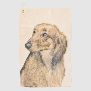 Serviette De Golf Dachshund (Longhaerien) Peinture - Art Chien origi