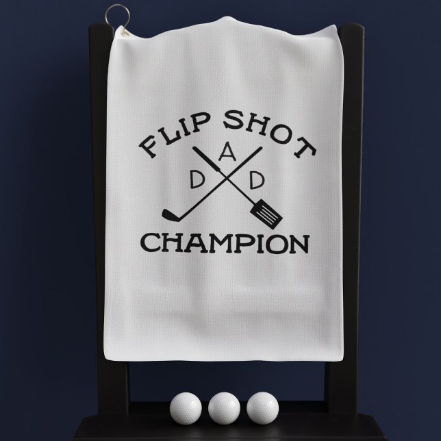 Serviette De Golf DAD Monogram Drôle Flip Shot Champion Golf Serviet (Does your dad like to flip burgers after his time on the golf course? Add his initials)