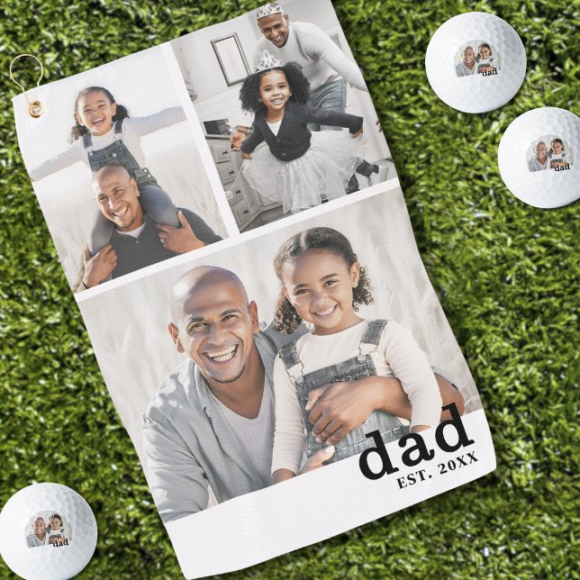 Serviette De Golf Dad Photo Collage Father (Dad Photo Collage Father Golf Towel)