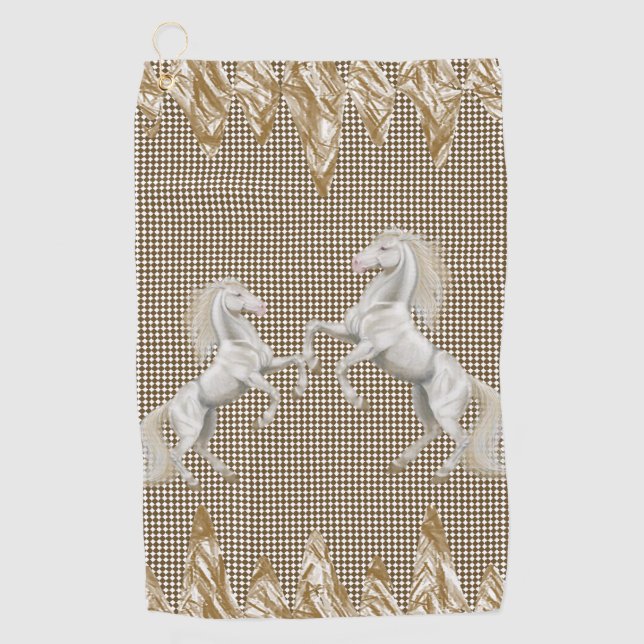 Serviette de golf de Cheval Beige (Devant)