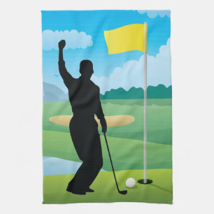 Serviette de golf de Male Golfer Design