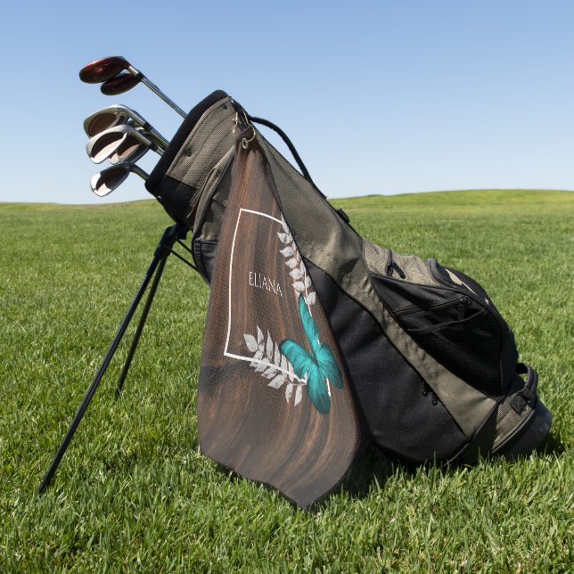 Serviette de golf de papillon Turquoise rustique (Vert)
