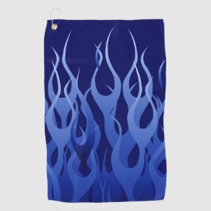 Serviette De Golf Décor Blue Racing Flames sur un