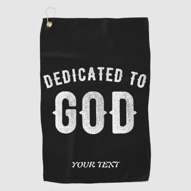 SERVIETTE DE GOLF DÉDIÉ À DIEU PERSONNALISABLE COOL TEXTE BLANC (Devant)