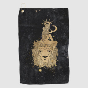 Serviette De Golf Déesse du Zodiaque Astrologie Cosmic Gold Leo