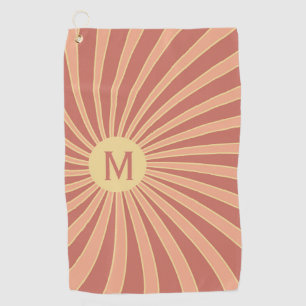 Serviette De Golf Design de solarium de style rétro rose et orange