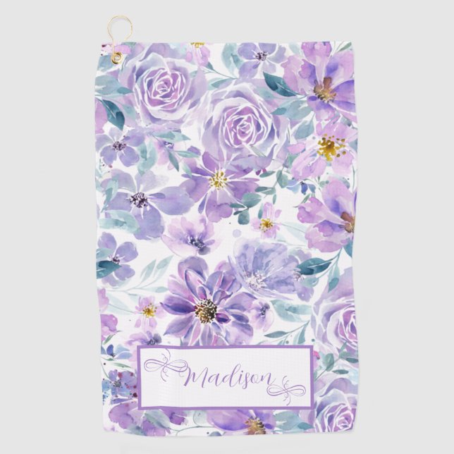 Serviette De Golf Design floral pourpre (Devant)