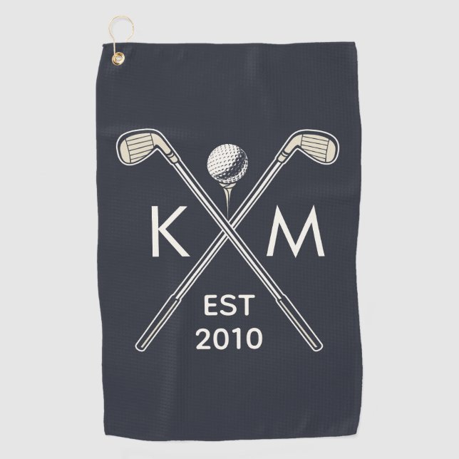 Serviette De Golf Design monogramme élégant et personnalisé du club  (Devant)