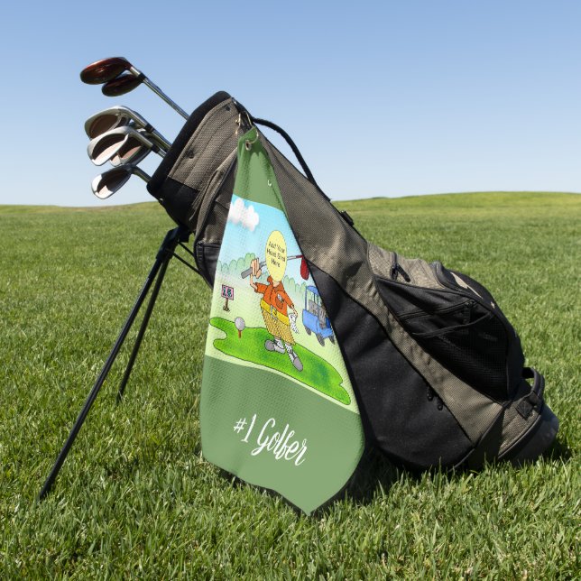 Serviette De Golf Dessin amusant sur le golf (Vert)