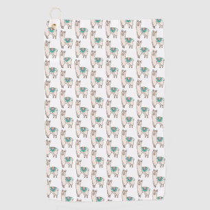 Serviette De Golf dessin animé de llama alpaga souriant