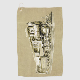 Serviette De Golf Dessin de locomotive à vapeur vintage