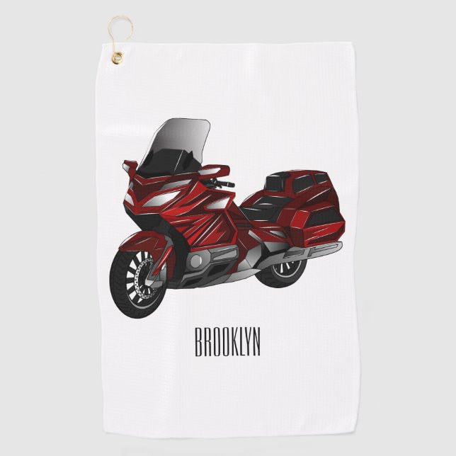 Serviette De Golf Dessin de moto de tourisme (Devant)
