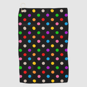 Serviette De Golf Dessin de points noirs colorés arc-en-ciel 