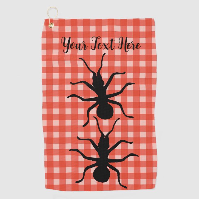Serviette De Golf Deux grosses fourmis Déplaisantes noires sur plaid (Devant)