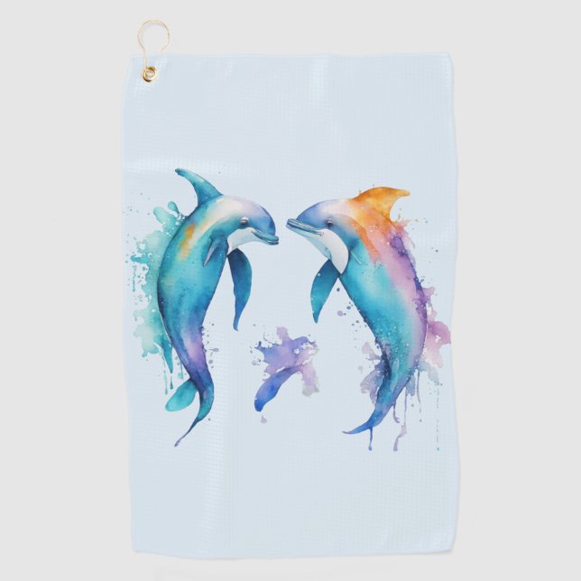 Serviette De Golf Deux mignons dauphins (Devant)