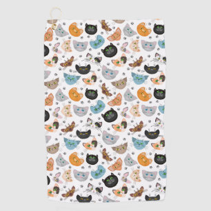Serviette De Golf Différents visages de chat motif
