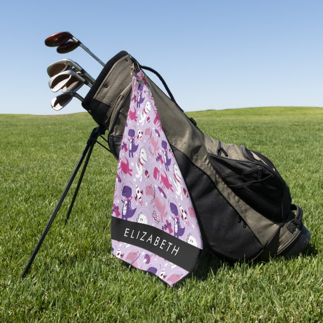 Serviette De Golf Dinosaures Spatiaux, Dinosaures Mignons, Étoiles,  (Vert)