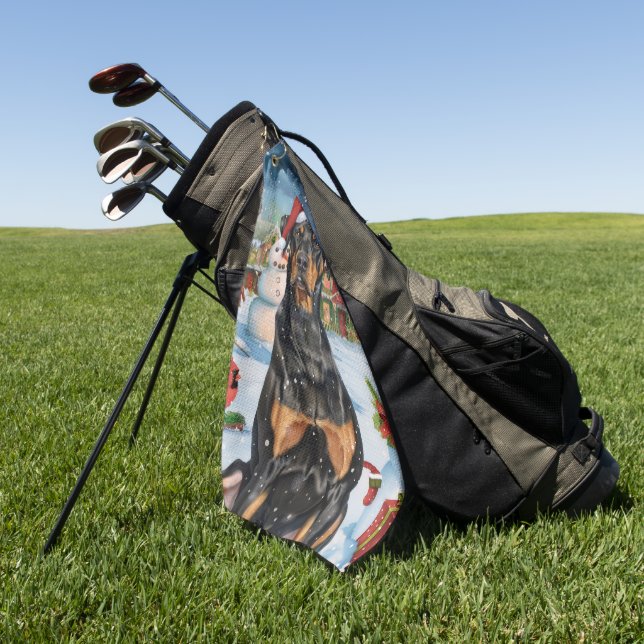 Serviette De Golf Doberman Winter Wonderland Christmas Joy (Vert)