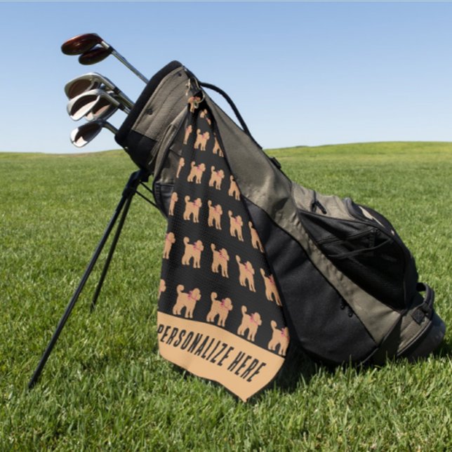 Serviette De Golf Doigt tan personnalisé Chien sur noir (Fun gift for a special person!)