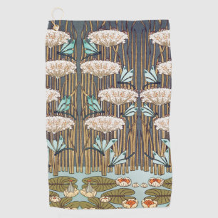 Serviette De Golf Dragonflies Water Lilies Marais Art Nouveau