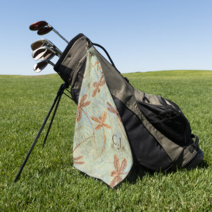 Serviette De Golf Dragonfly Dance Gold Golf Towel