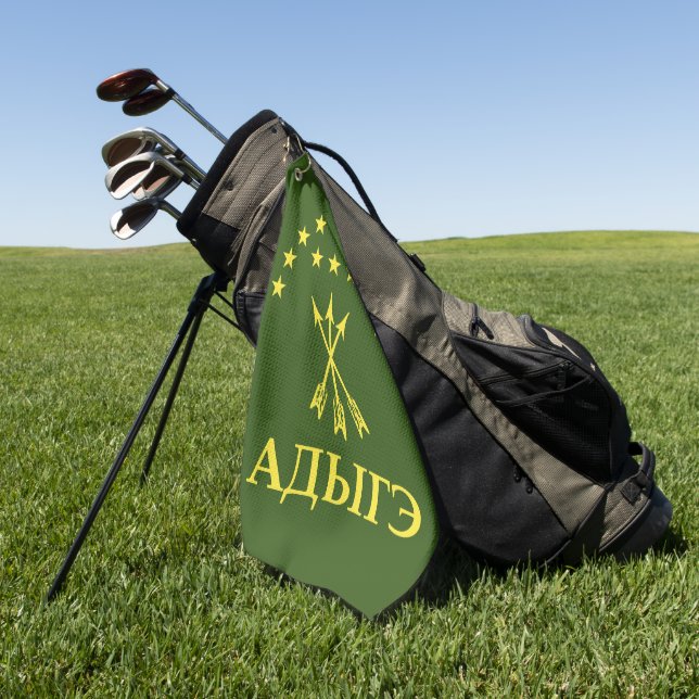 Serviette De Golf Drapeau Adiga Design Pour Cerkess Circassien - Adi (Vert)