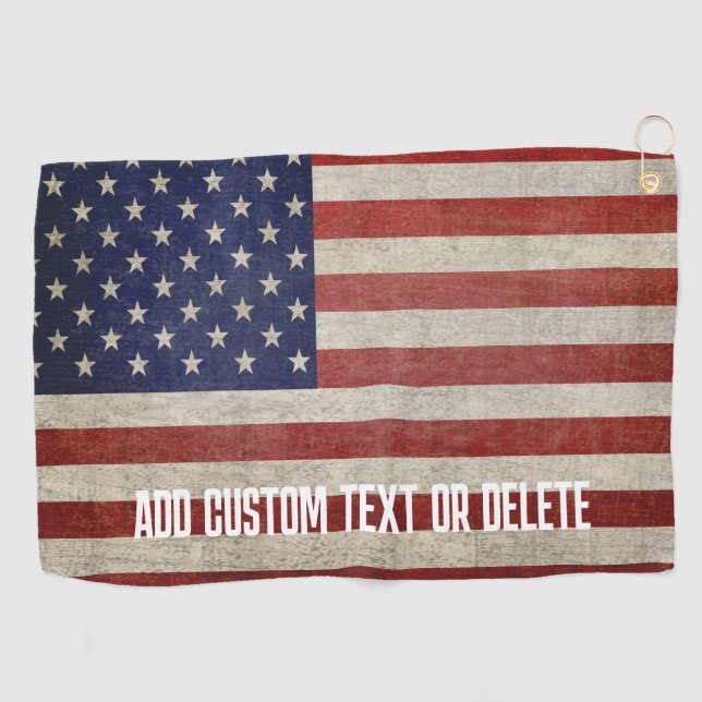 Serviette De Golf Drapeau américain patiné et en détresse (Horizontal)