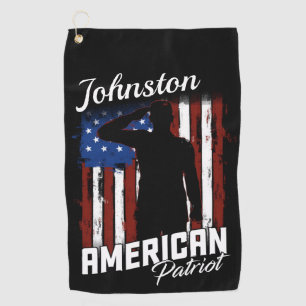Serviette De Golf Drapeau américain personnalisé de soldat patriote
