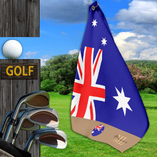 Serviette De Golf Drapeau australien & Australie monogrammed /golf