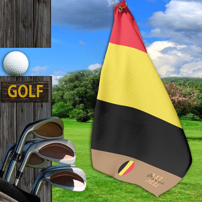 Serviette De Golf Drapeau belge & Belgique monogrammed Golf Towel (Créateur téléchargé)
