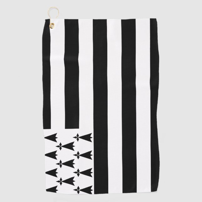 Serviette De Golf Drapeau breton (Gwenn-ha-du) Golf Towel (Devant)