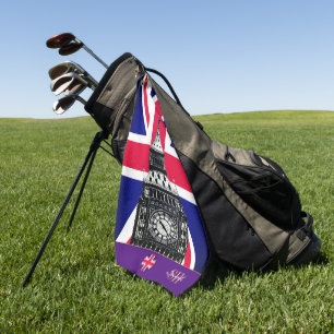 Serviette De Golf Drapeau britannique & Royaume-Uni monogrammed /gol