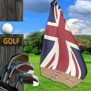 Serviette De Golf Drapeau britannique & Royaume-Uni monogrammed /gol