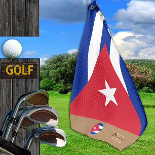 Serviette De Golf Drapeau cubain & Torchon de golf monogrammed Cuba